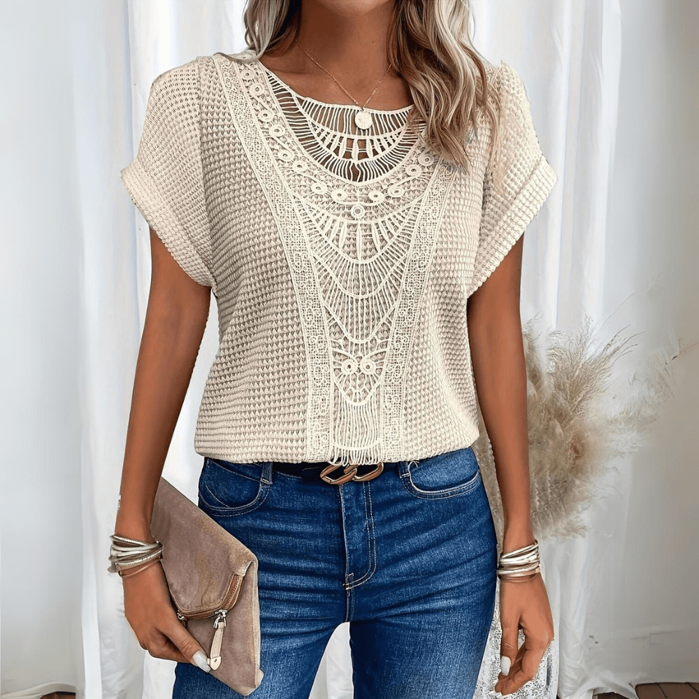 Vintage Lace Detail Top for Women, Plus Size