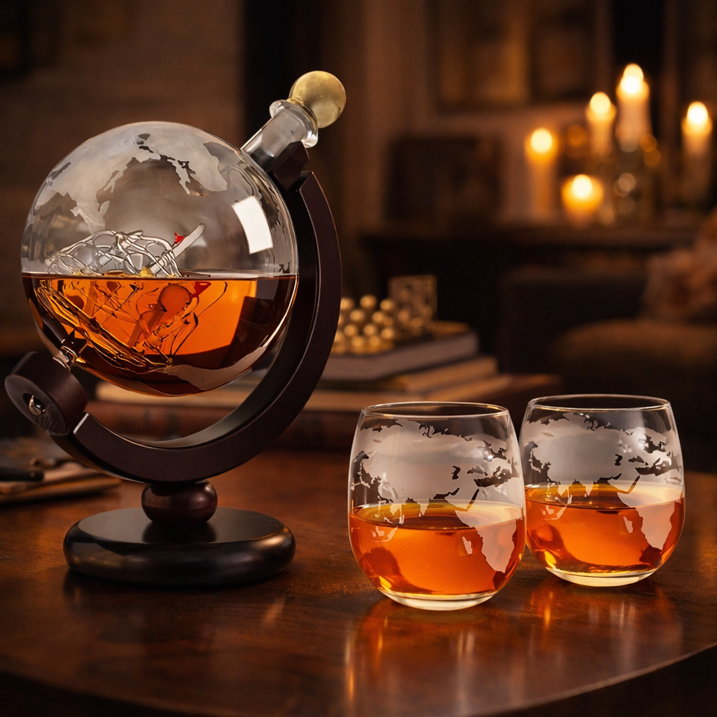 Whisky Bottle World Map Design