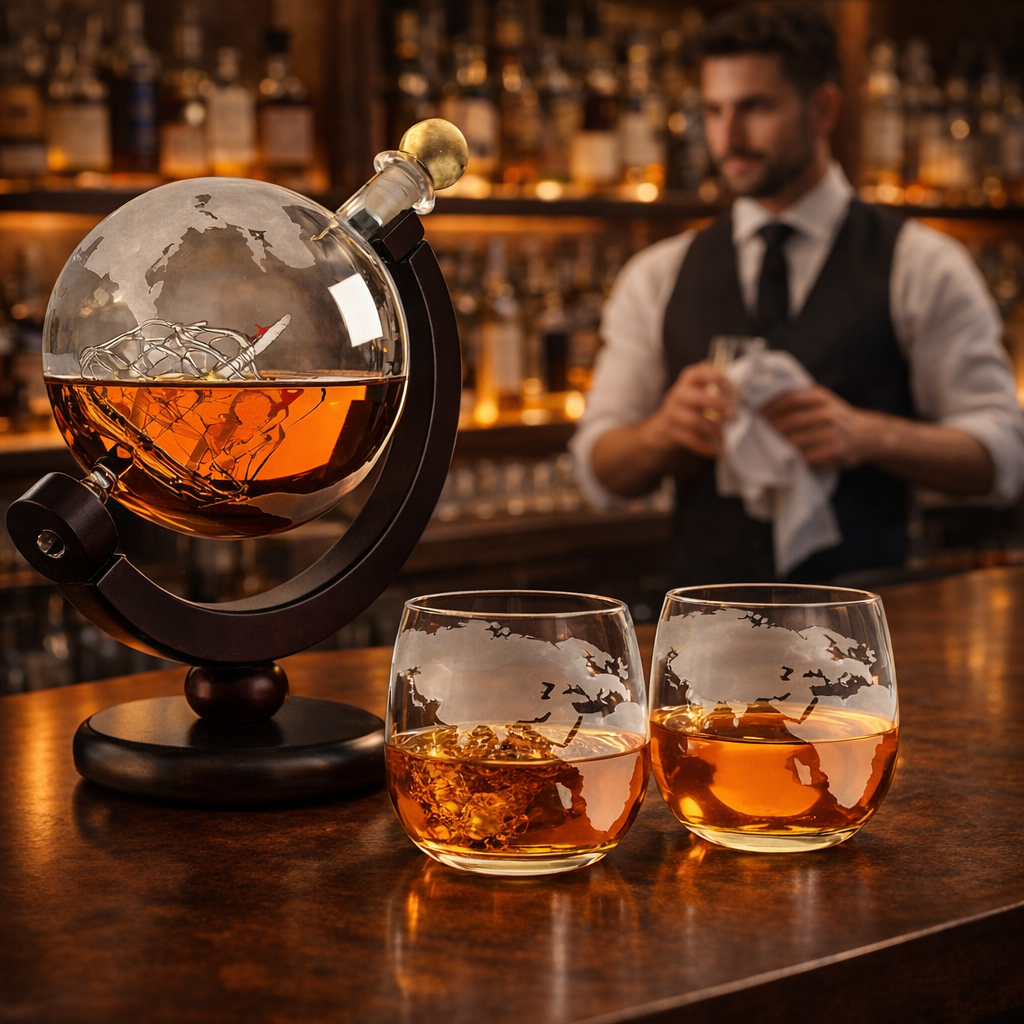 Whisky Bottle World Map Design