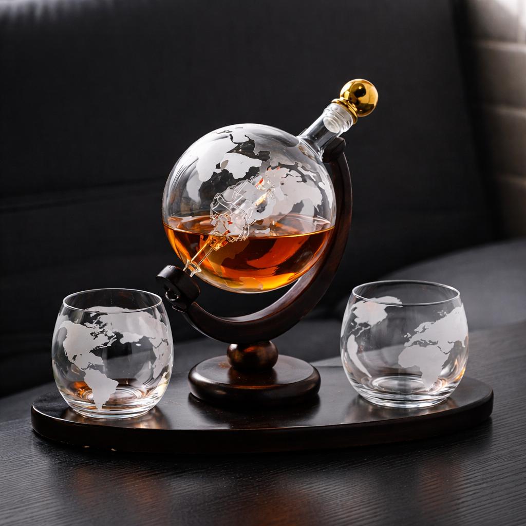Whisky Bottle World Map Design