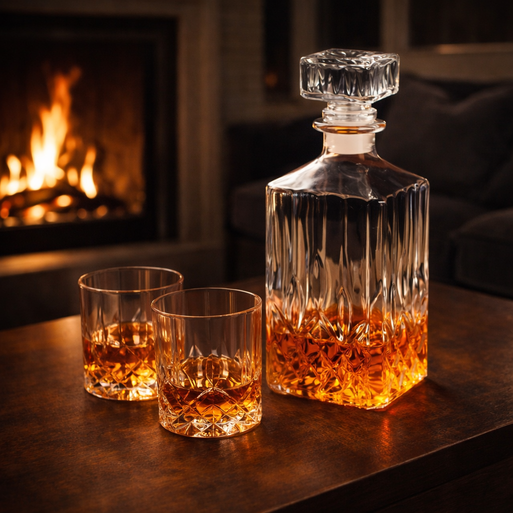 Whisky Bottle Set with Bottle and Glass