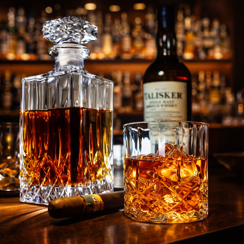 Whisky Bottle Set with Bottle and Glass