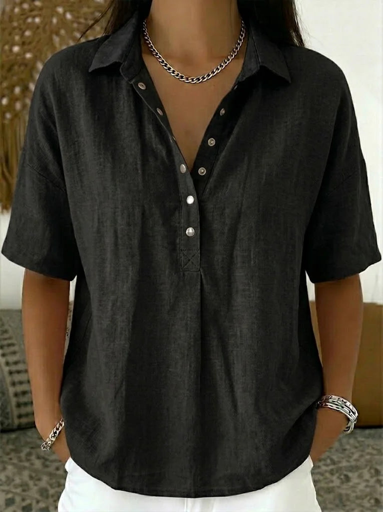 Plus Size Casual Button-Up Collar Shirt for Women