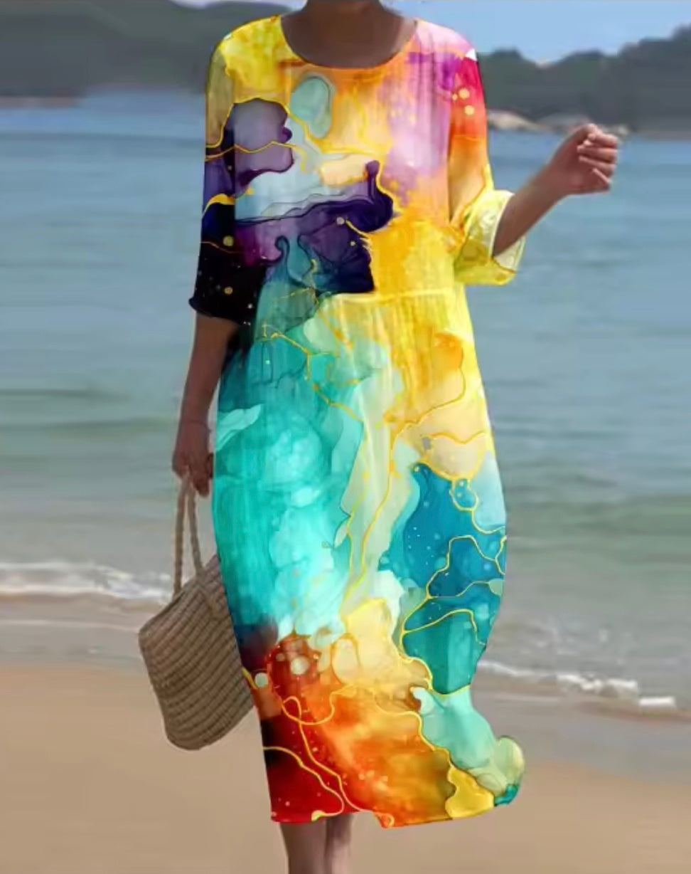 Vibrant Floral Dress for Women, Plus Size