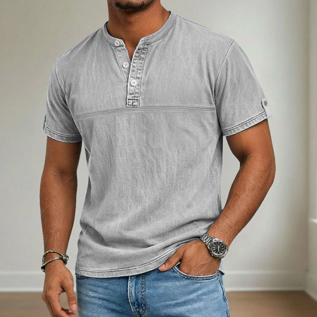 Collar Short Sleeve Shirt for Men, Casual Style