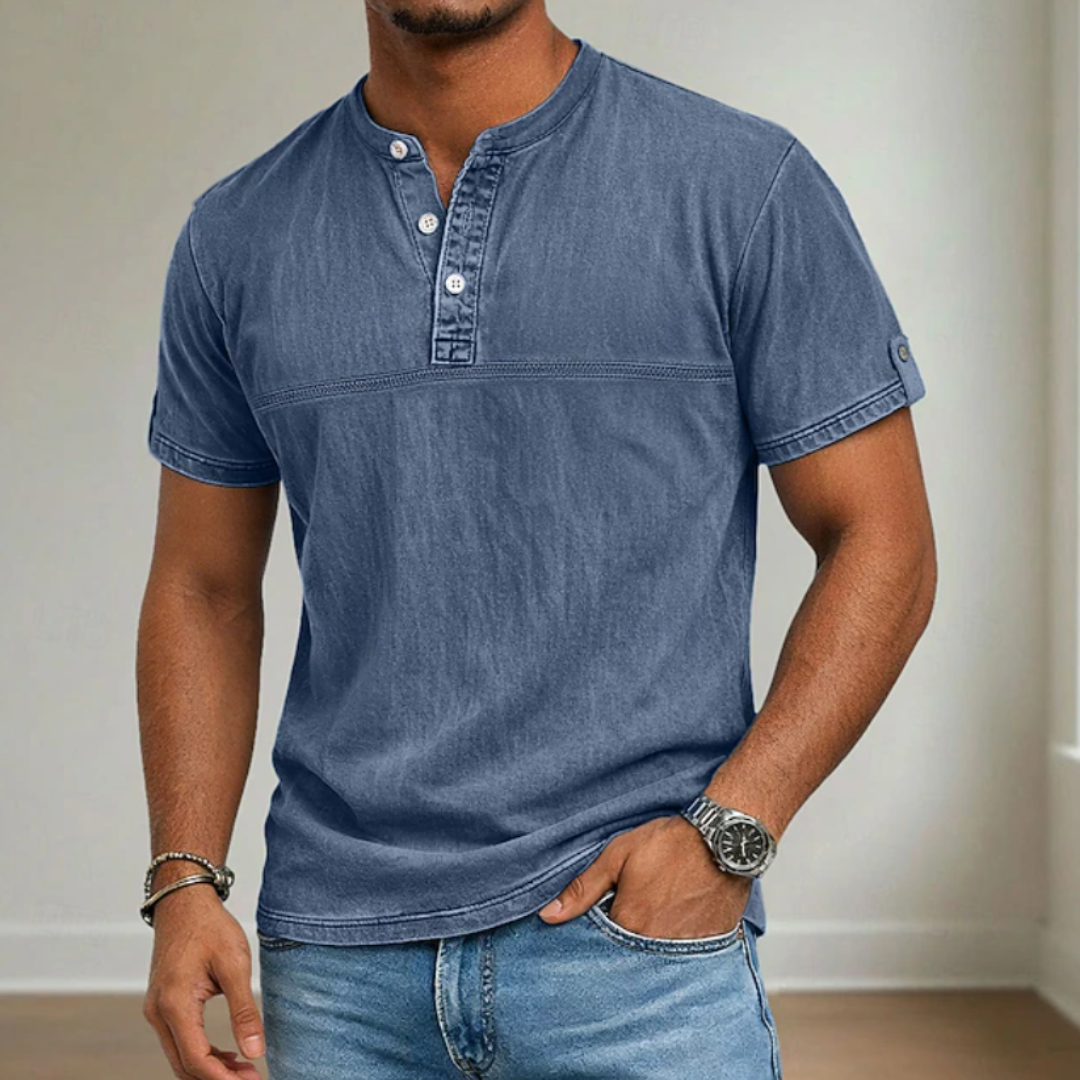 Collar Short Sleeve Shirt for Men, Casual Style