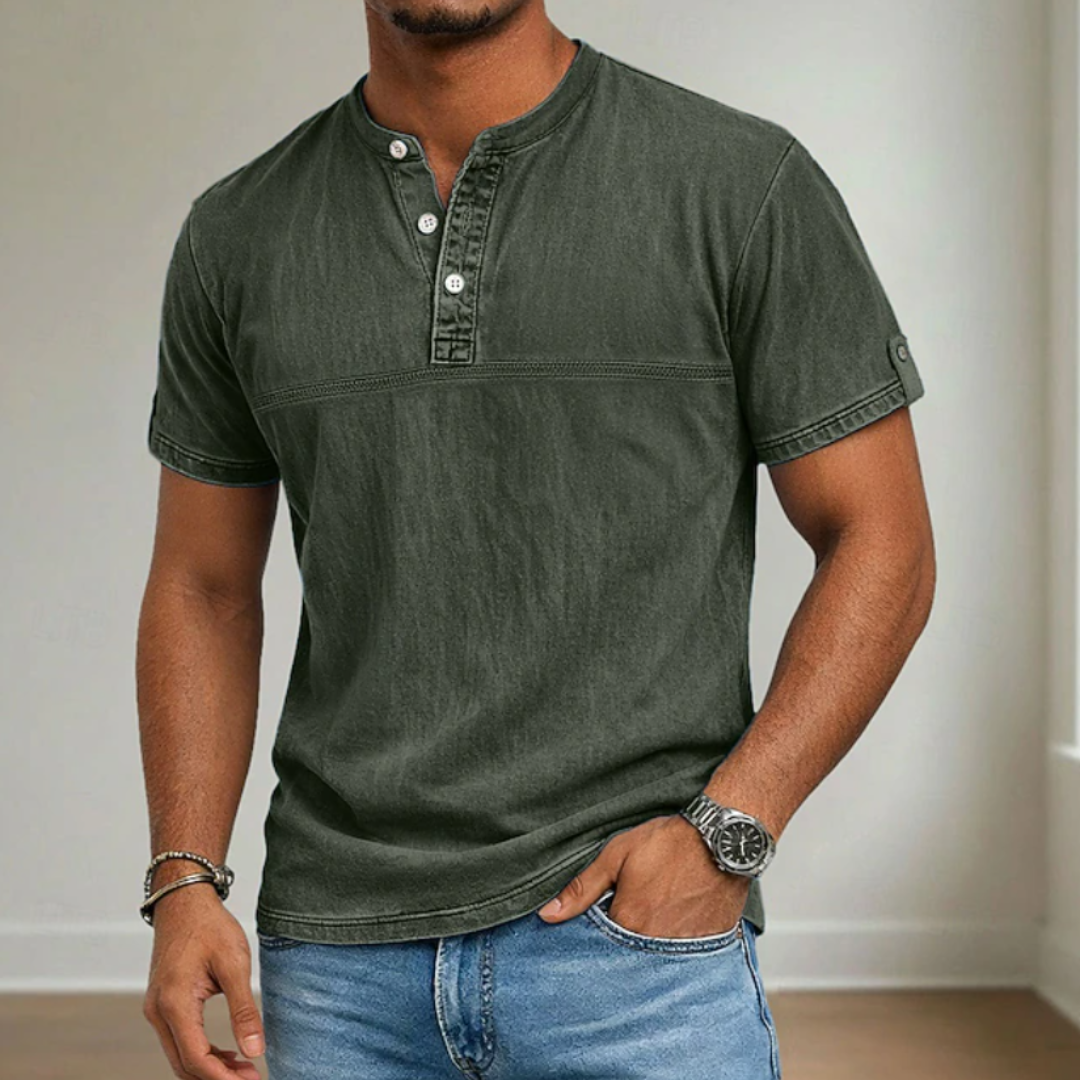 Collar Short Sleeve Shirt for Men, Casual Style