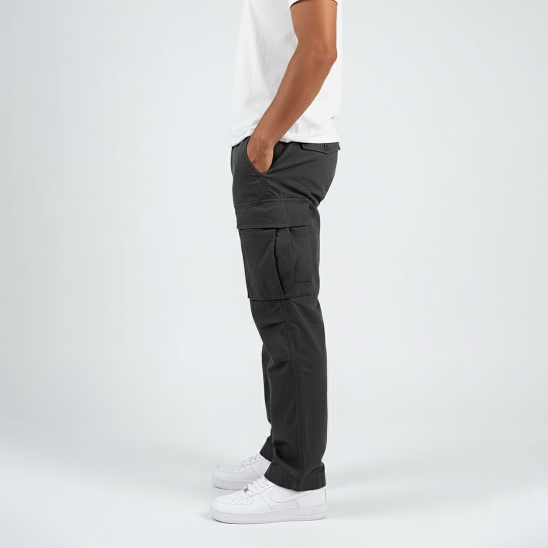 Relaxed Fit Cargo Pants with Side Pockets for Men, Plus Size