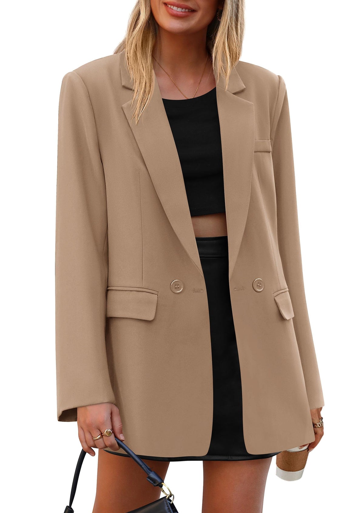 Women's Pocketed Business Workwear Casual Blazer – Khaki
