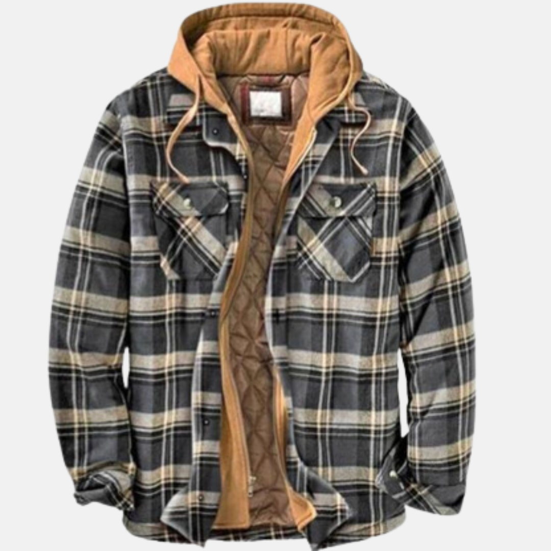 Hooded Plaid Jacket for Men, Rugged Style