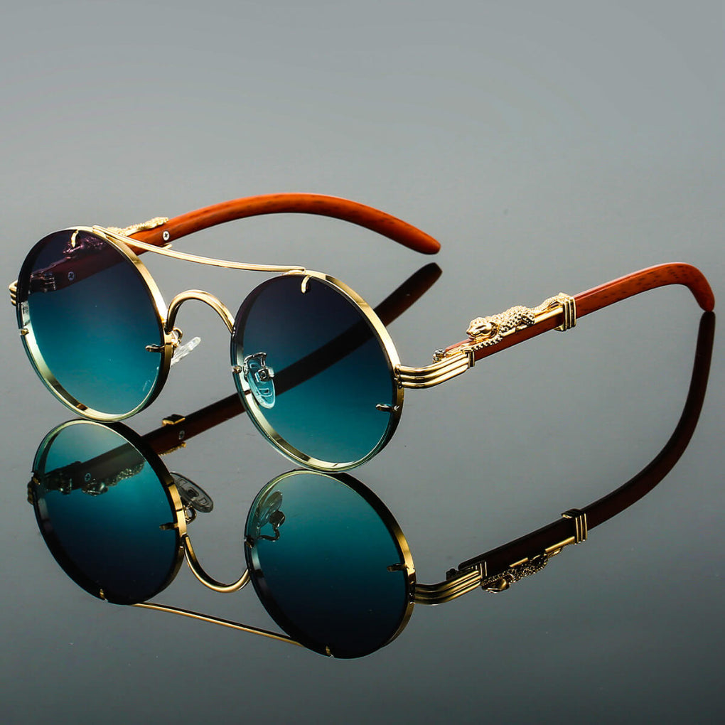 Sleek Retro Metal Oval Sunglasses for Men