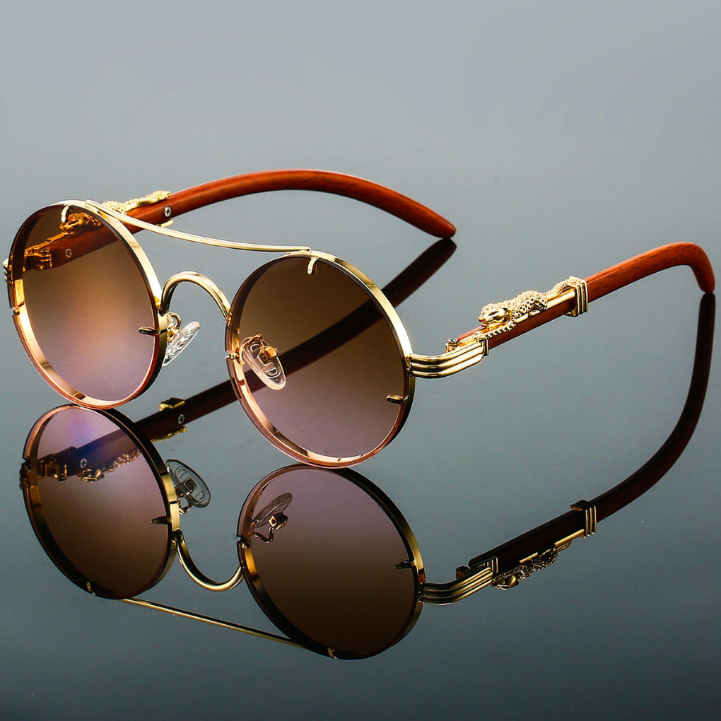 Sleek Retro Metal Oval Sunglasses for Men