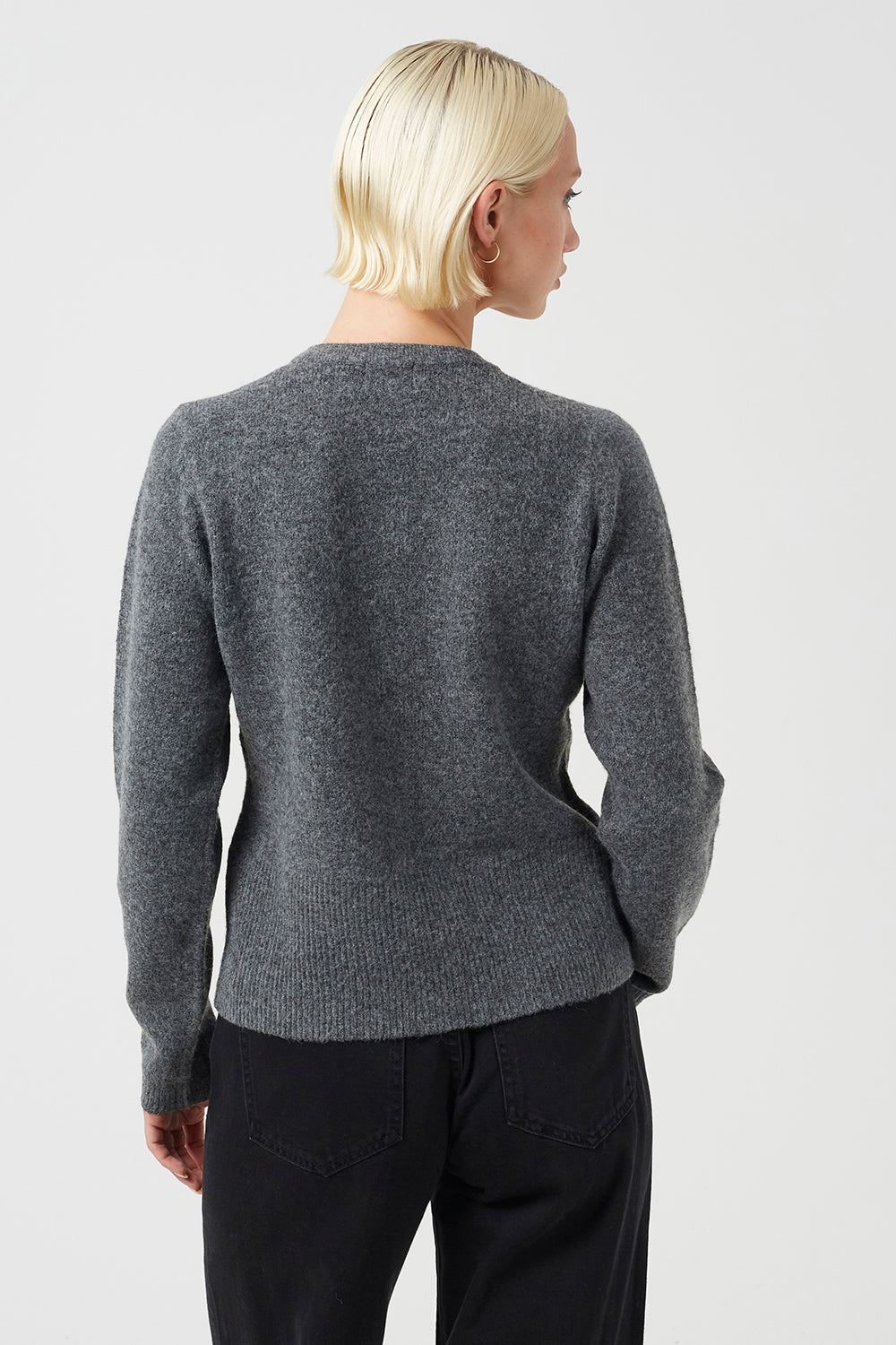 Women's Knit Crew Neck Sweater with Side Slit