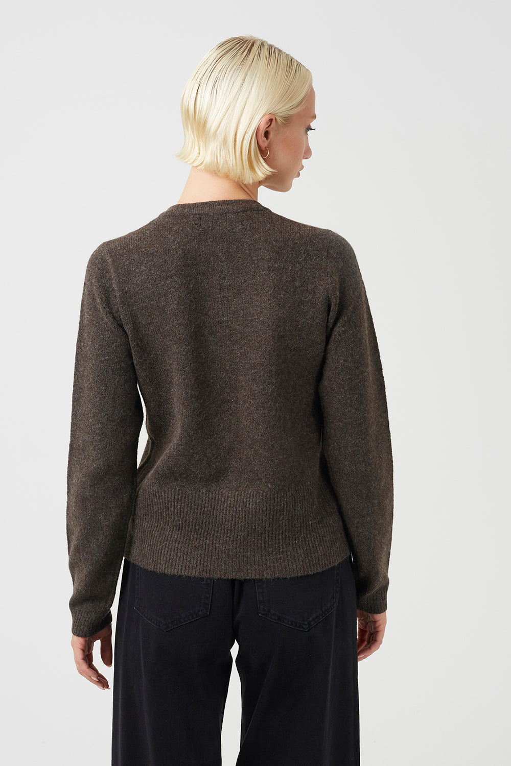 Women's Knit Crew Neck Sweater with Side Slit