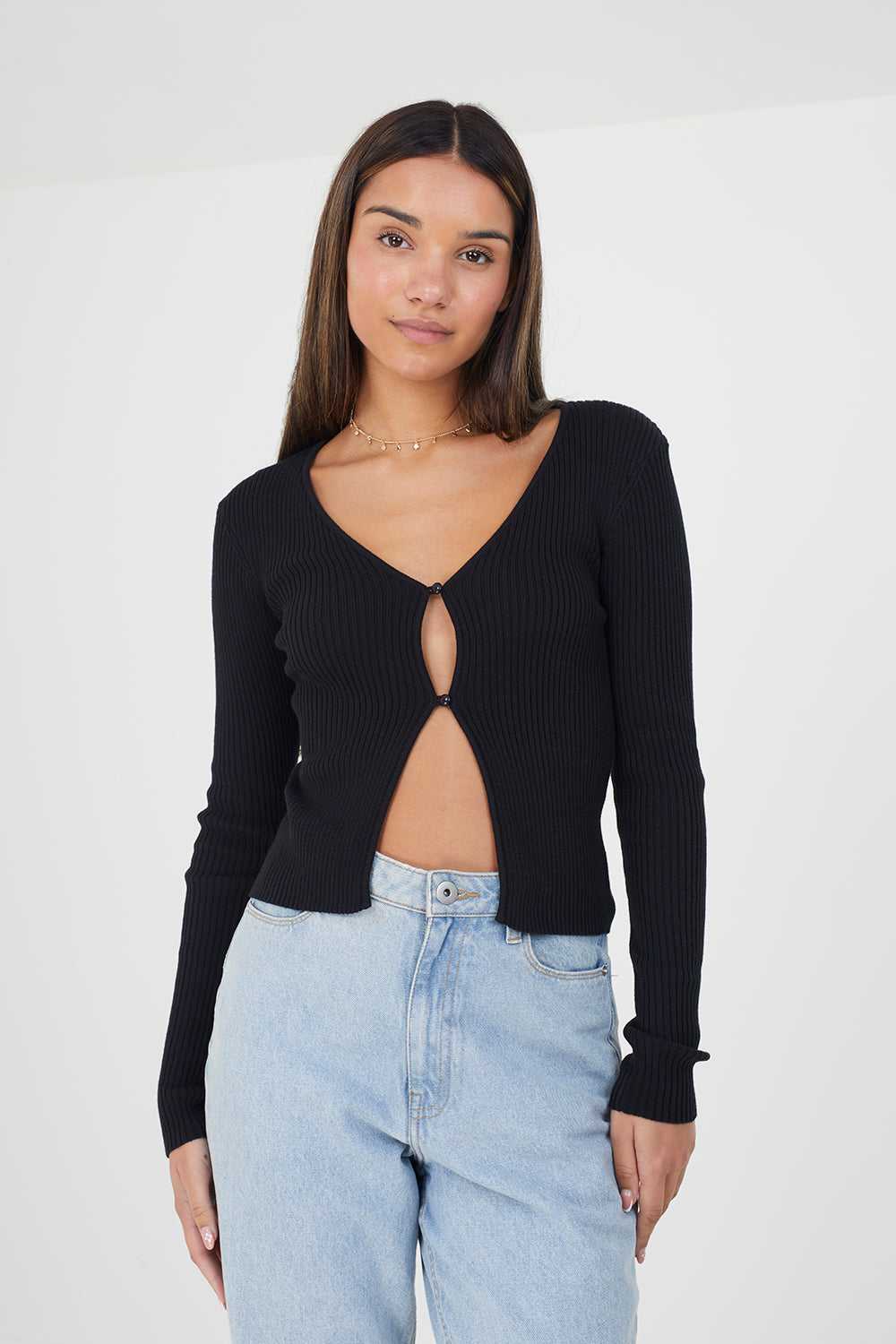 Women's Ribbed Knit V-Neck Cardigan