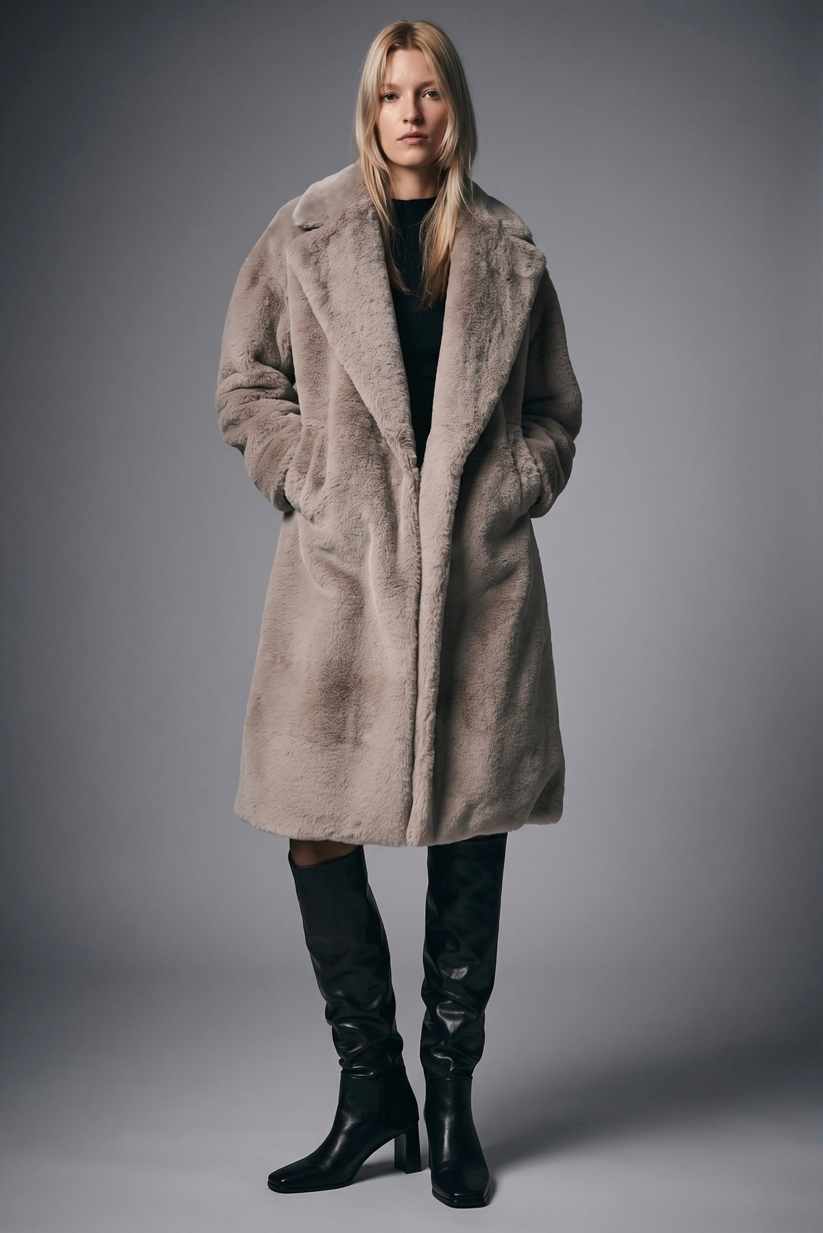 Women's Sherpa Oversized Teddy Coat – Shadow Gray