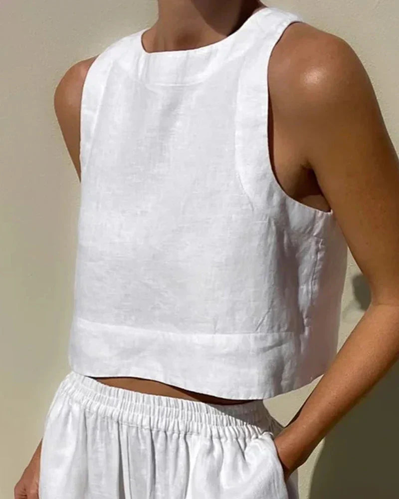 Sleeveless Capri Pants Set, Women's Casual Fit