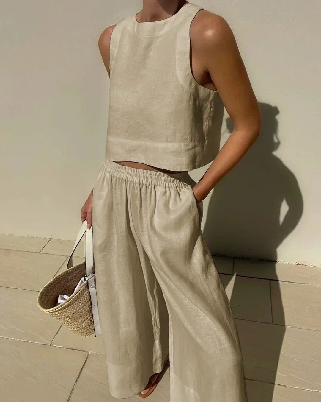 Sleeveless Capri Pants Set, Women's Casual Fit