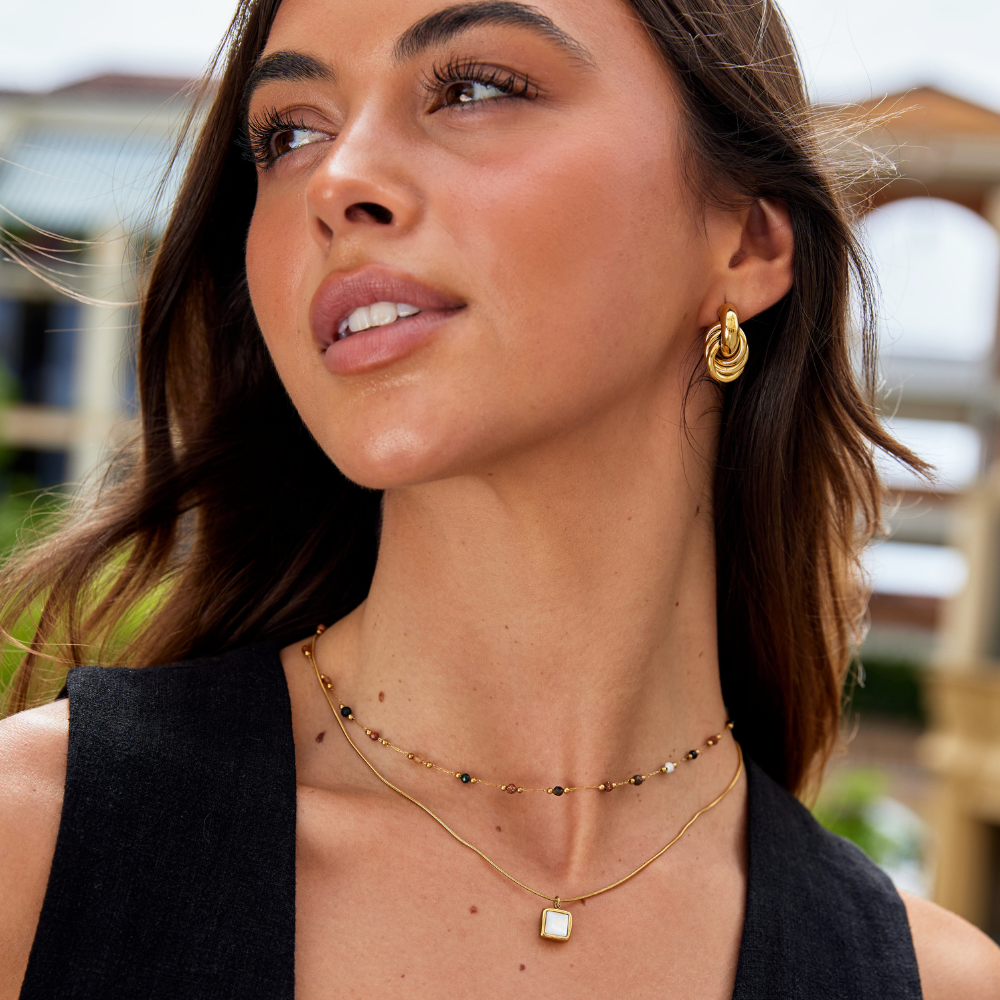 Beaded Minimalist Necklace, Women's Elegant Fit