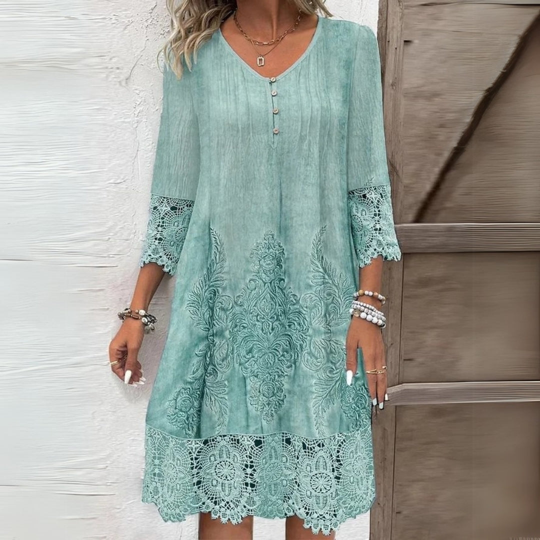 Lace-Trim Midi Dress for Women
