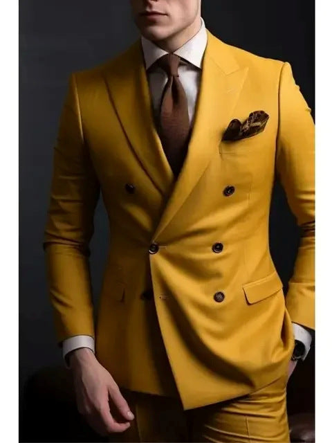 Double-Breasted Tailored Suit for Men