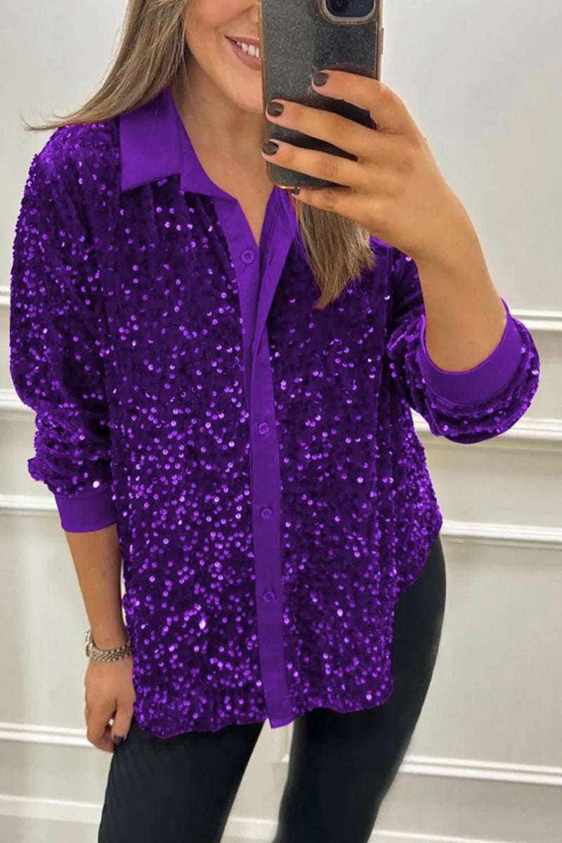 Shimmer Collared Shirt for Women, Elegant Style