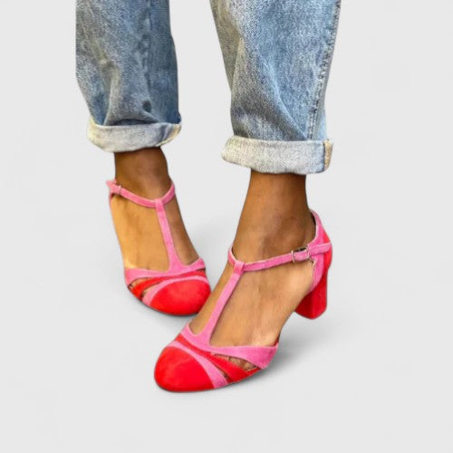 Closed Toe T-Strap Heels, Women's Modern Fit