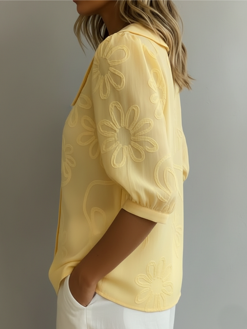 Stylish Embroidered Floral Blouse for Women, Plus Size