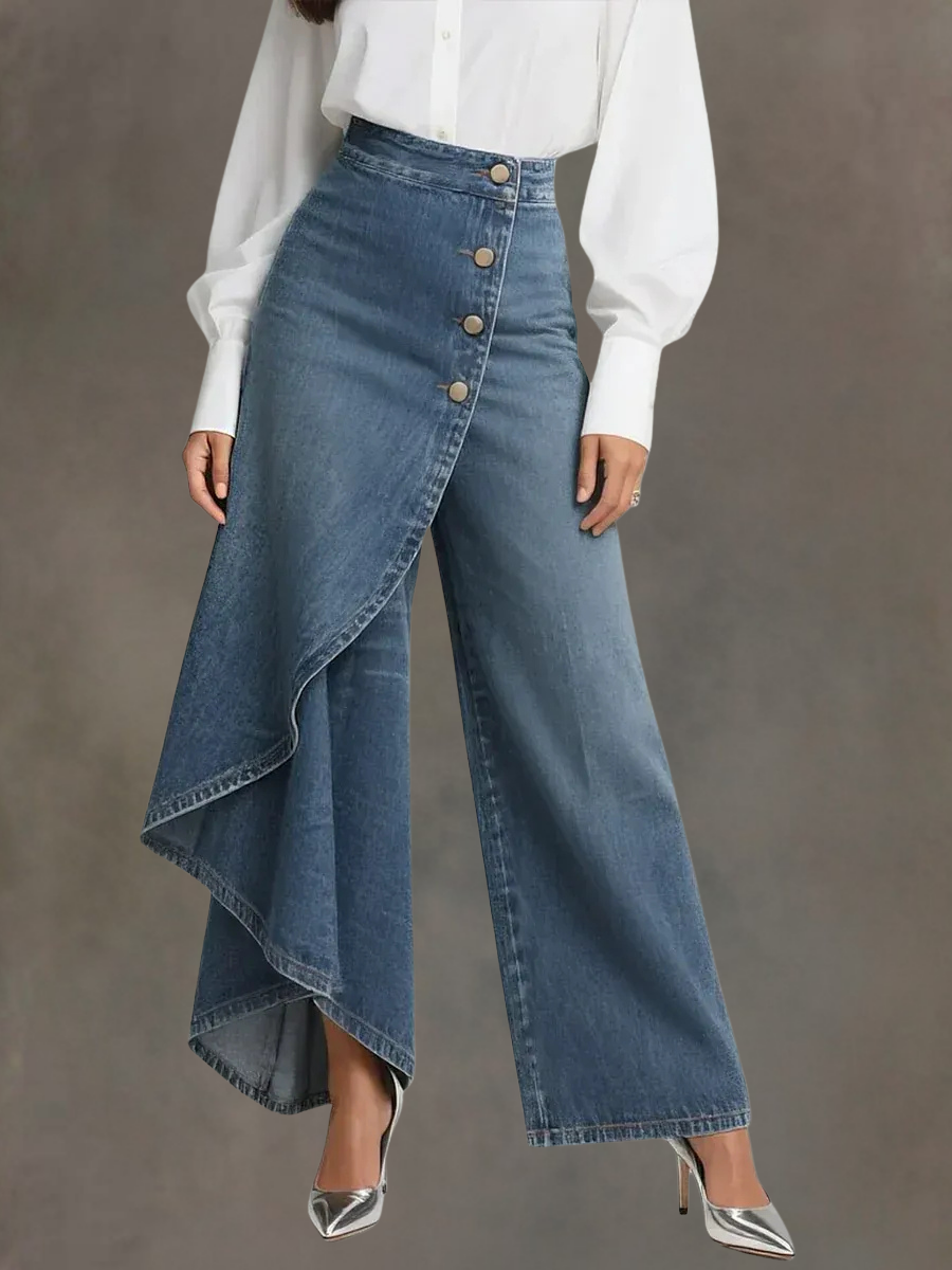Elegant High Waisted Wide-leg Pants for Women, Plus Size