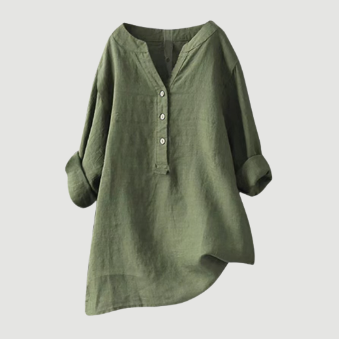 Refined V-Neck Button-Down Shirt for Women