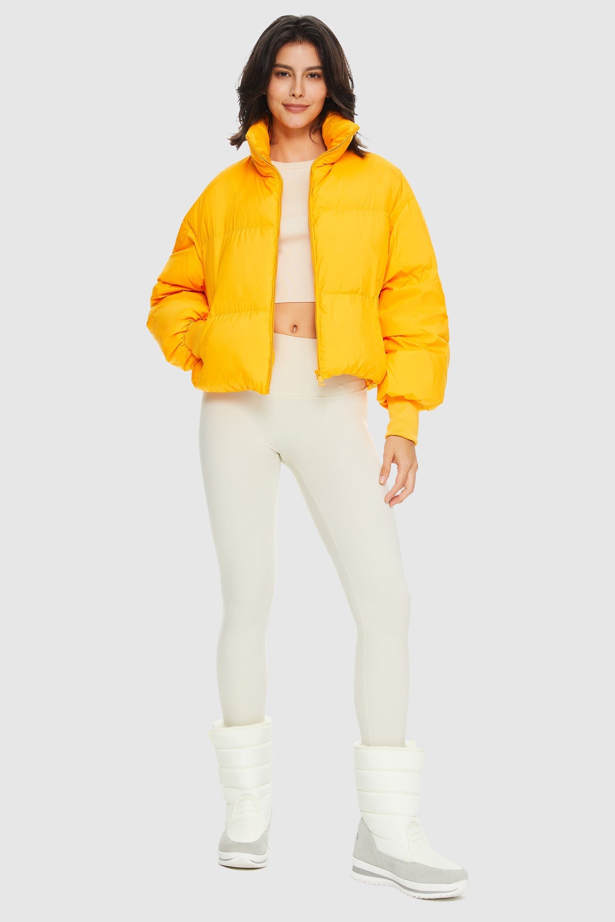 Women's Padded Oversized Quilted Jacket – Bright Marigold