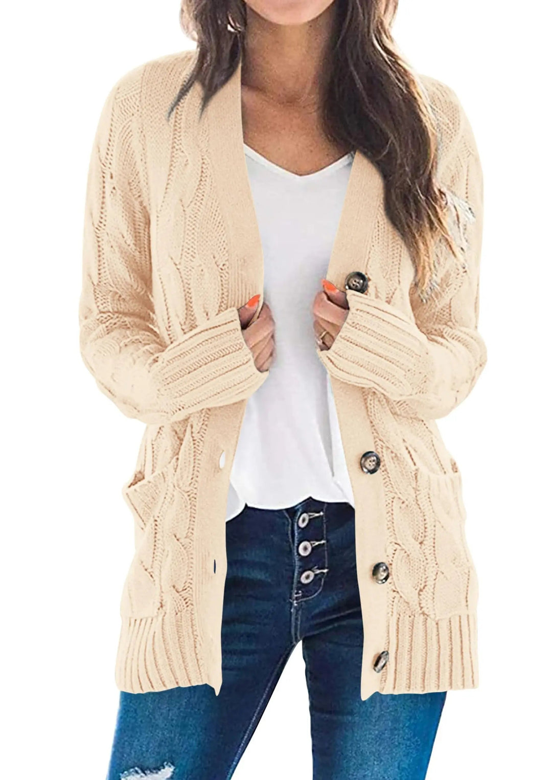 Women's Button-Front Chunky Knit Cardigan