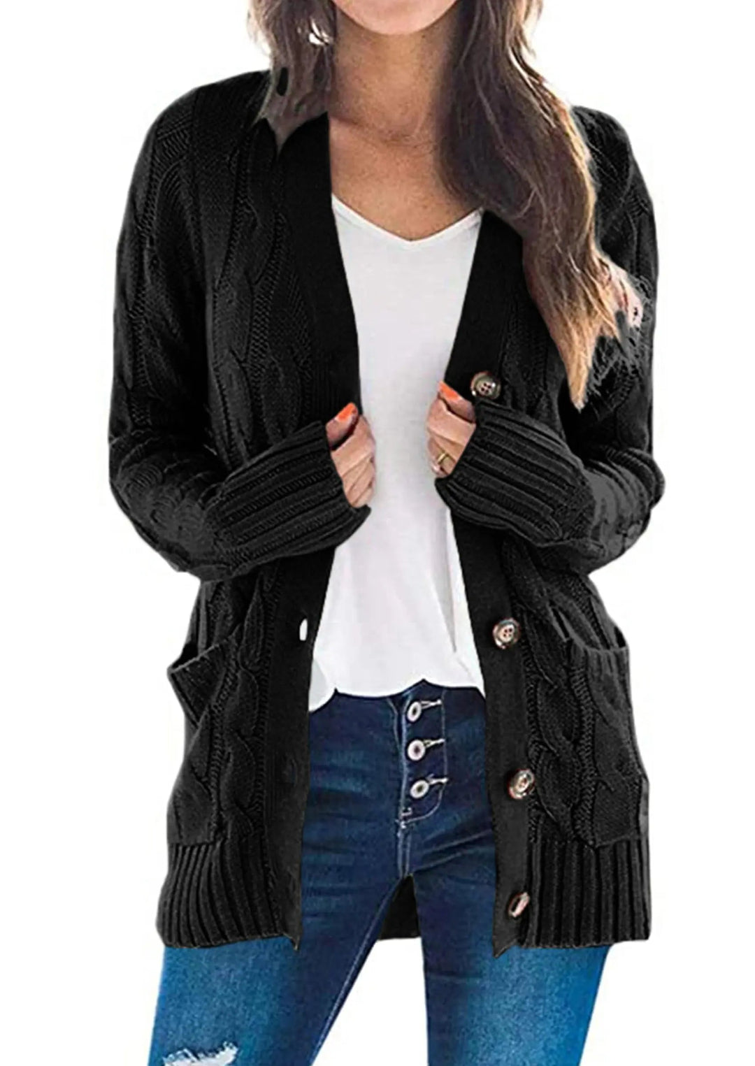 Women's Button-Front Chunky Knit Cardigan