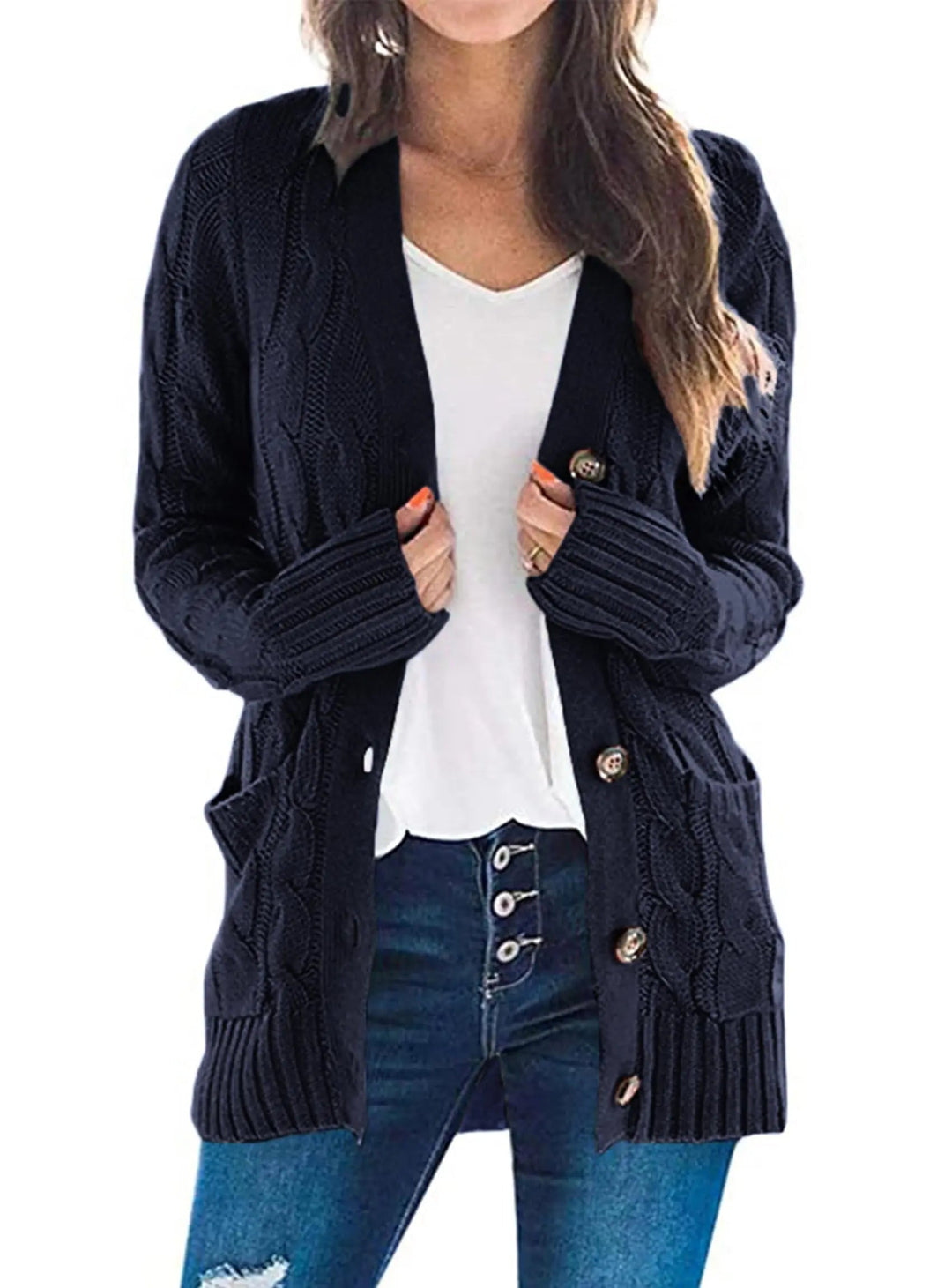 Women's Button-Front Chunky Knit Cardigan
