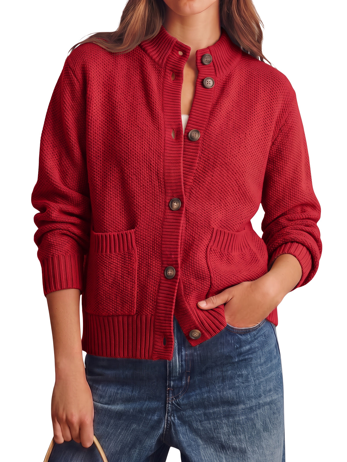 Women's Chunky Knit Sweater – Red