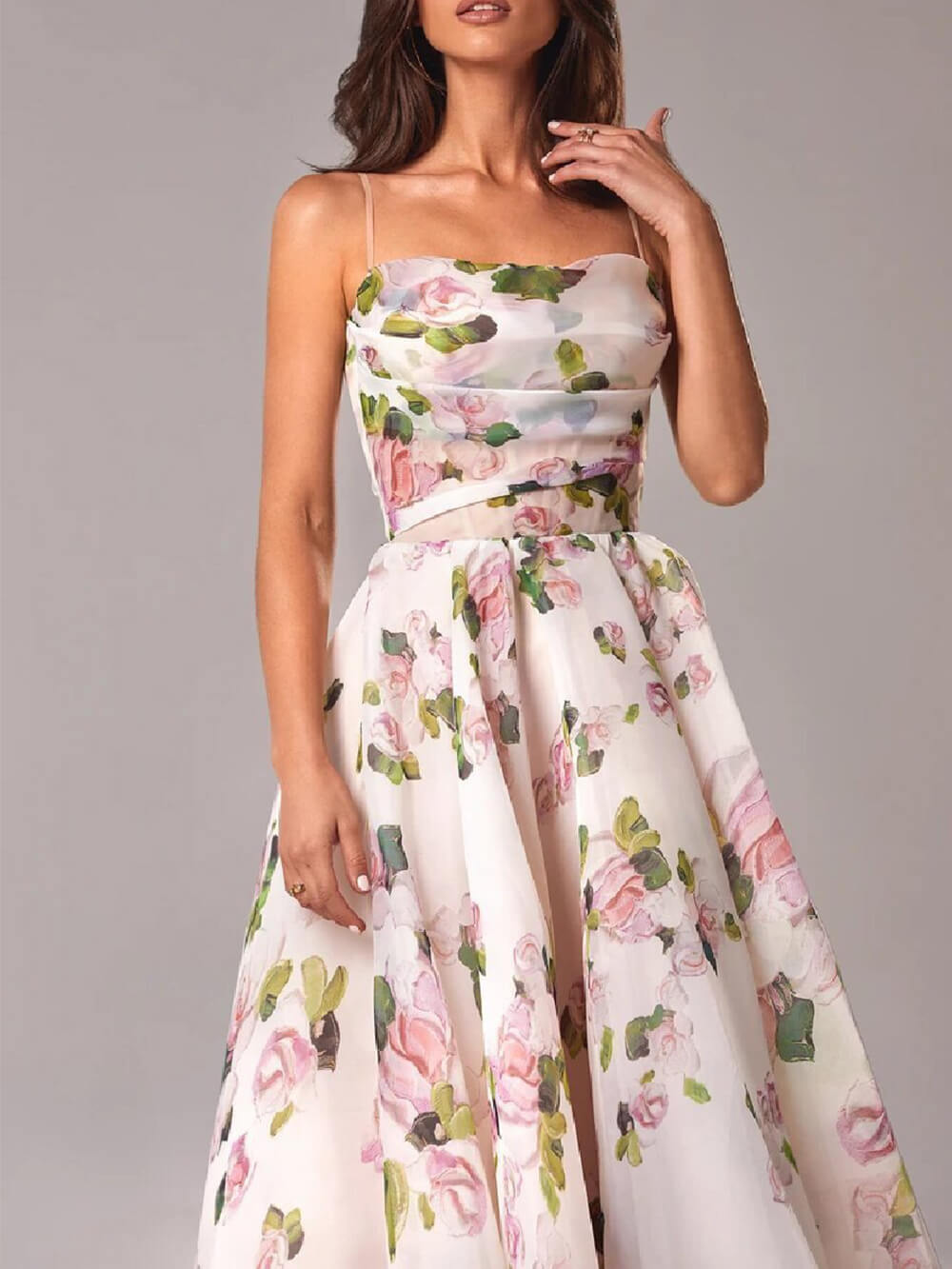 Romantic Floral Midi Dress for Women
