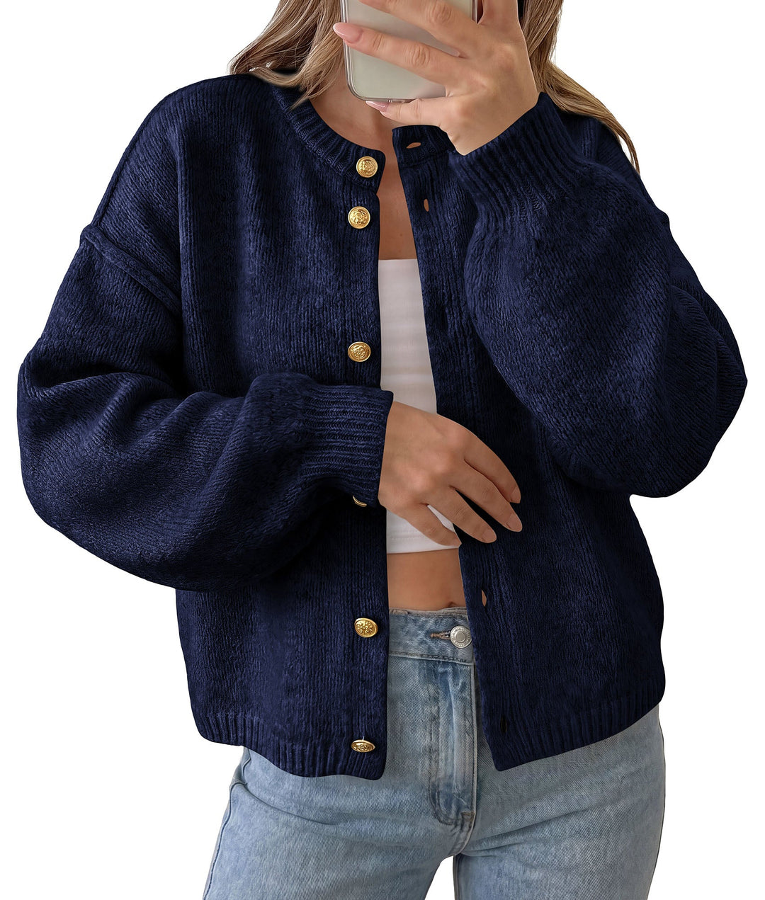 Women's Oversized Long Sleeve Button-Front Chunky Knit Cardigan