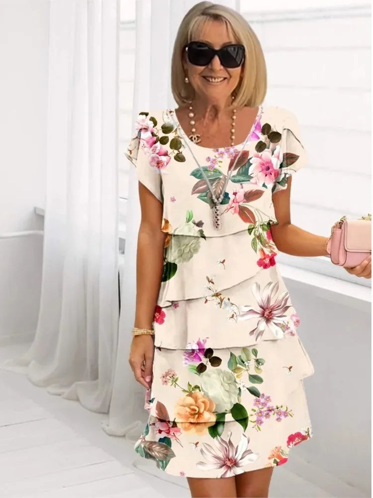 Layered Ruffle Dress for Women, Stylish Style