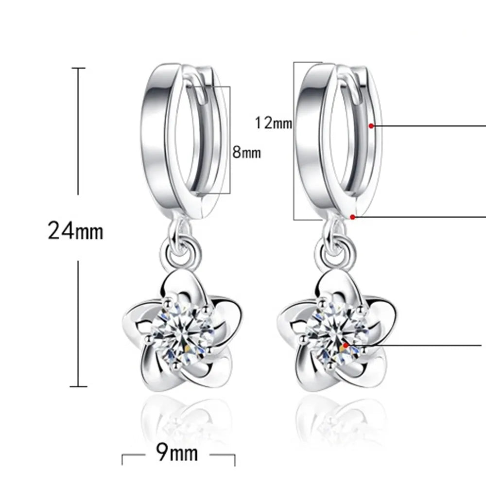 Round and White Zircon Earrings, Women's Elegant Fit