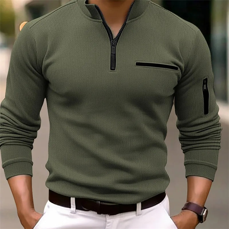Classic Quarter Zip Sweater for Men, Plus Size