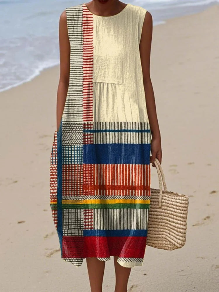 Elegant Art Midi Dress for Women, Plus Size