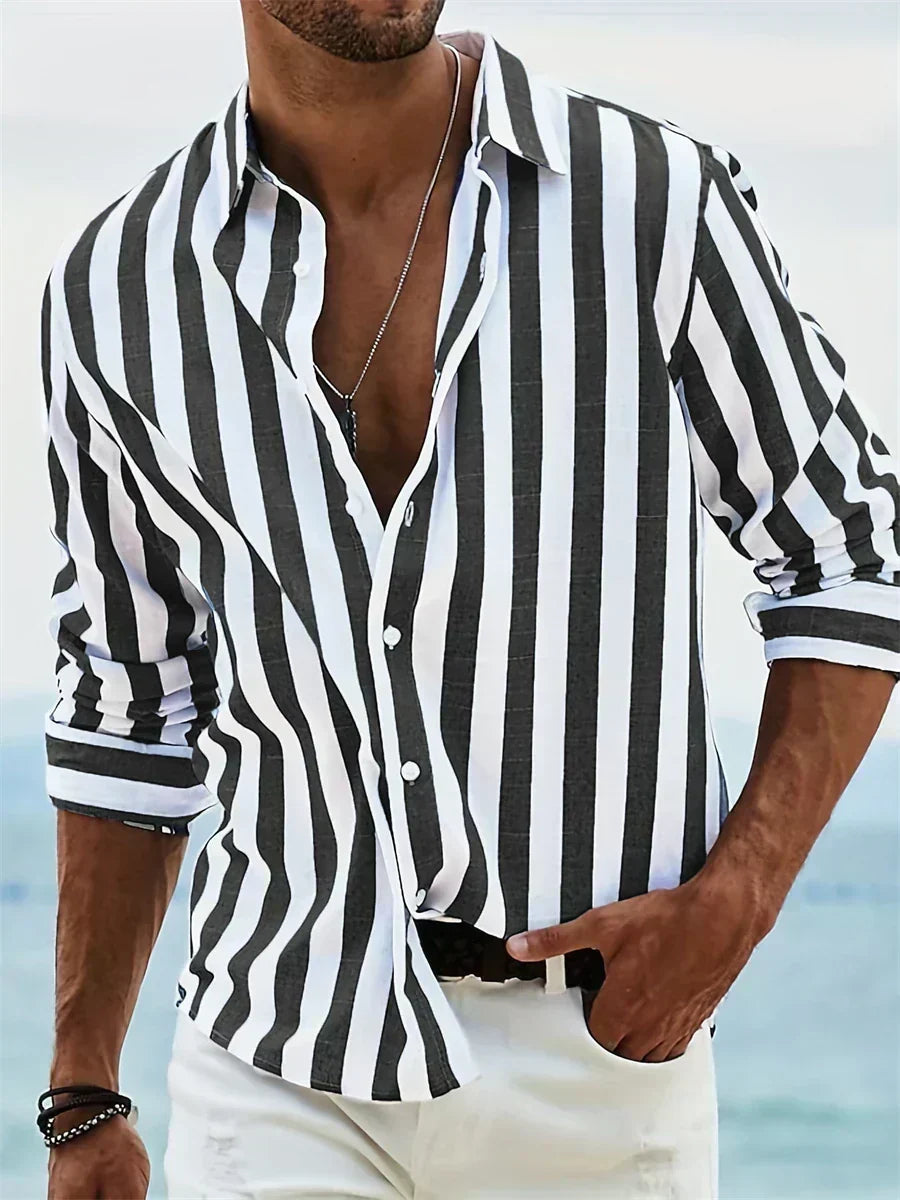 Striped Relaxed-Fit Casual Shirt for Men, Plus Size
