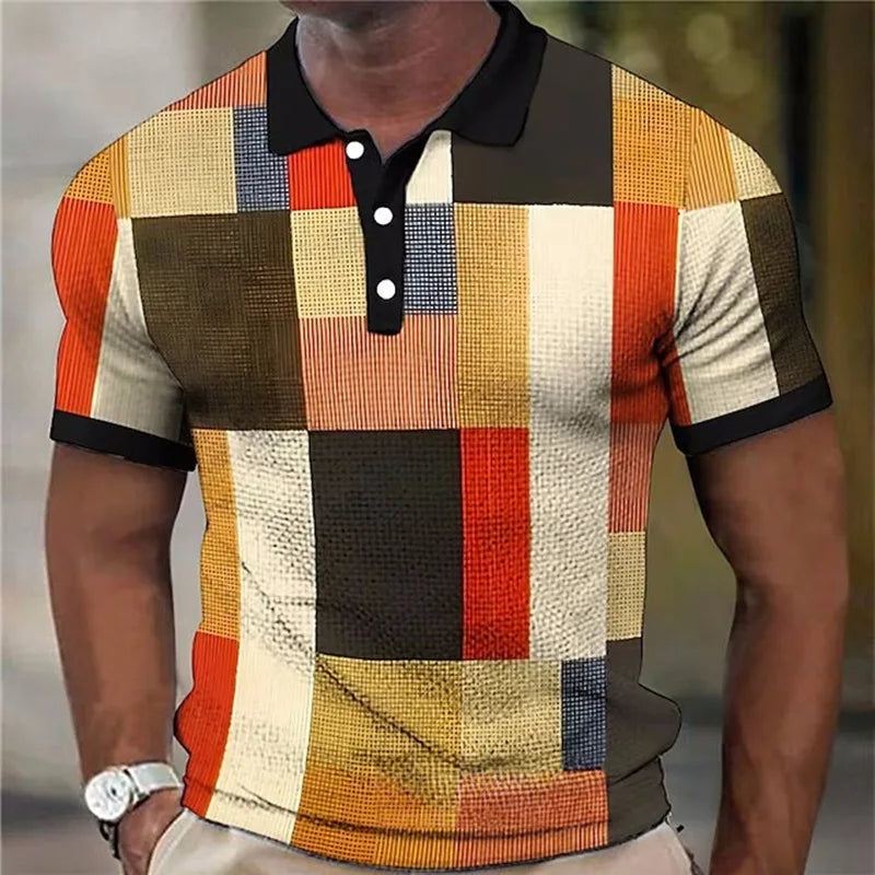Vibrant Plaid Pattern Shirt for Men, Plus Size