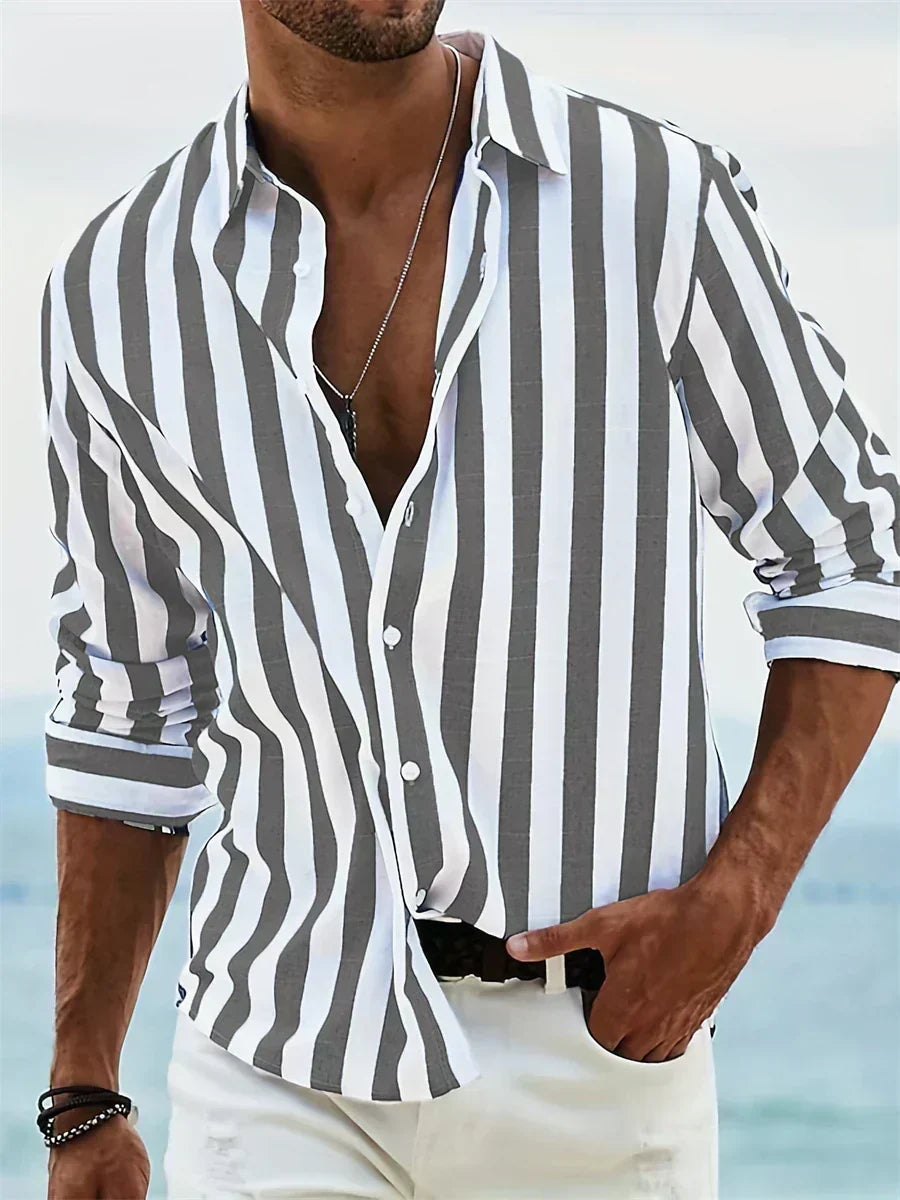 Striped Relaxed-Fit Casual Shirt for Men, Plus Size