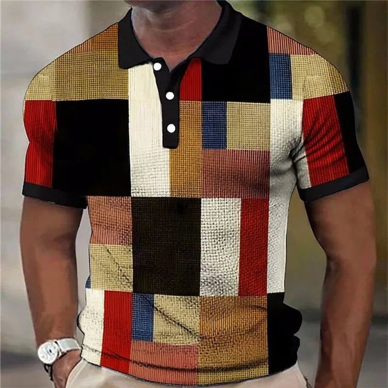 Vibrant Plaid Pattern Shirt for Men, Plus Size
