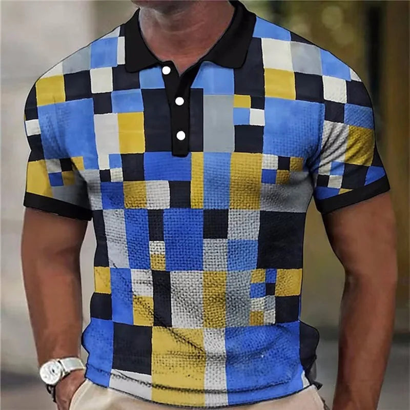 Vibrant Plaid Pattern Shirt for Men, Plus Size