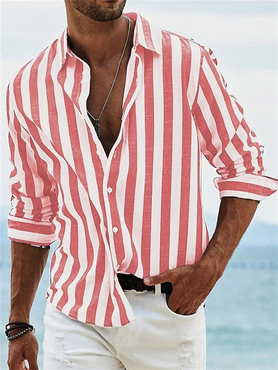 Striped Relaxed-Fit Casual Shirt for Men, Plus Size