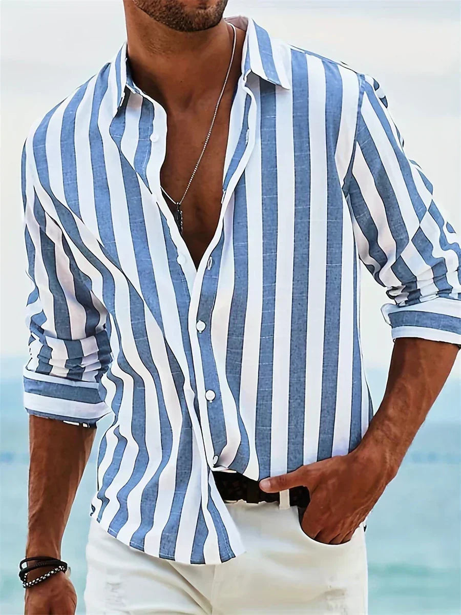 Striped Relaxed-Fit Casual Shirt for Men, Plus Size
