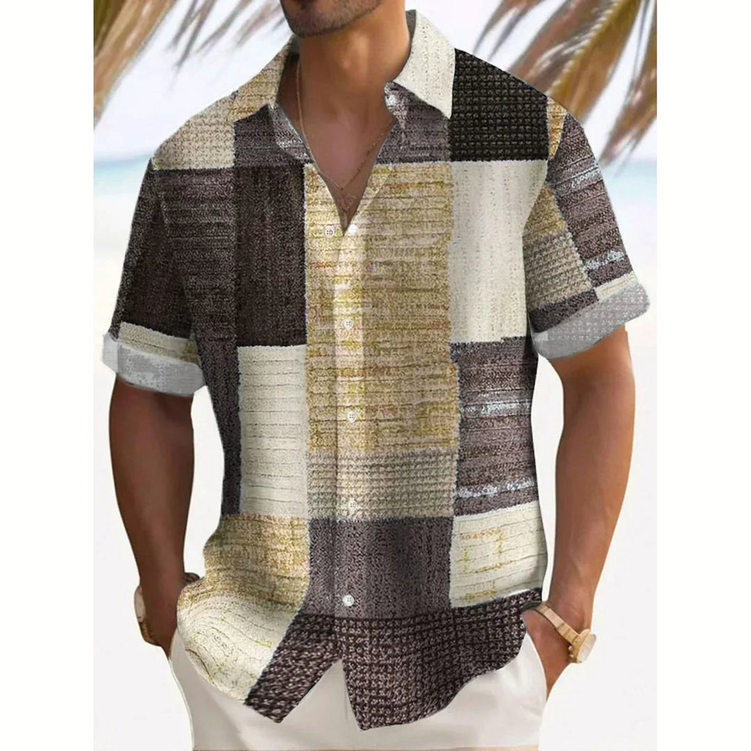 Retro Button-Down Shirt for Men, Plus Size