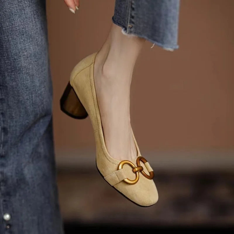 Orthopedic Close Toe Buckle Heels for Women